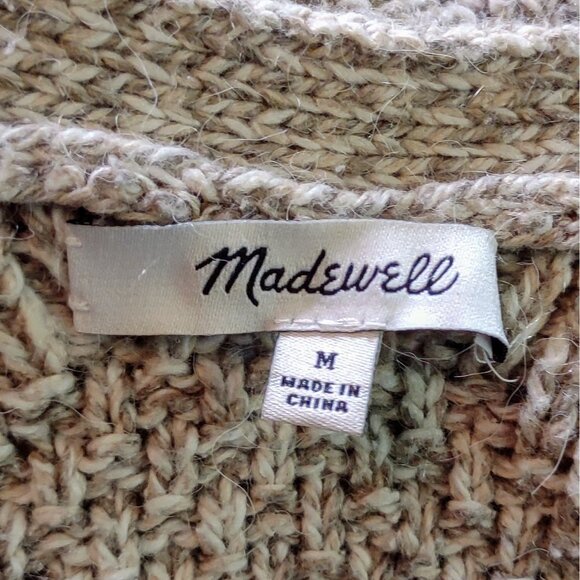 Madewell Cardigan Tan Womens Size Medium Open Front Cotton Alpaca Polyester - Picture 8 of 8